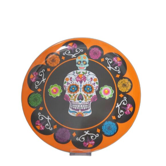 Halloween Day of the Dead Sugar Skull Melamine Serving Platter 14" D - Picture 1 of 3